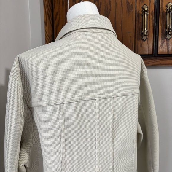 Vintage Lee Beige Waffle Knit Button Up Shirt Jacket Size Large 60s 70s - Picture 9 of 15